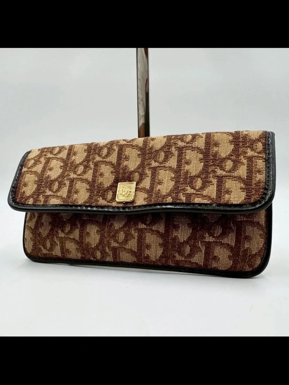 Dior Brown Monogram Jacquard wallet with Gold Accent